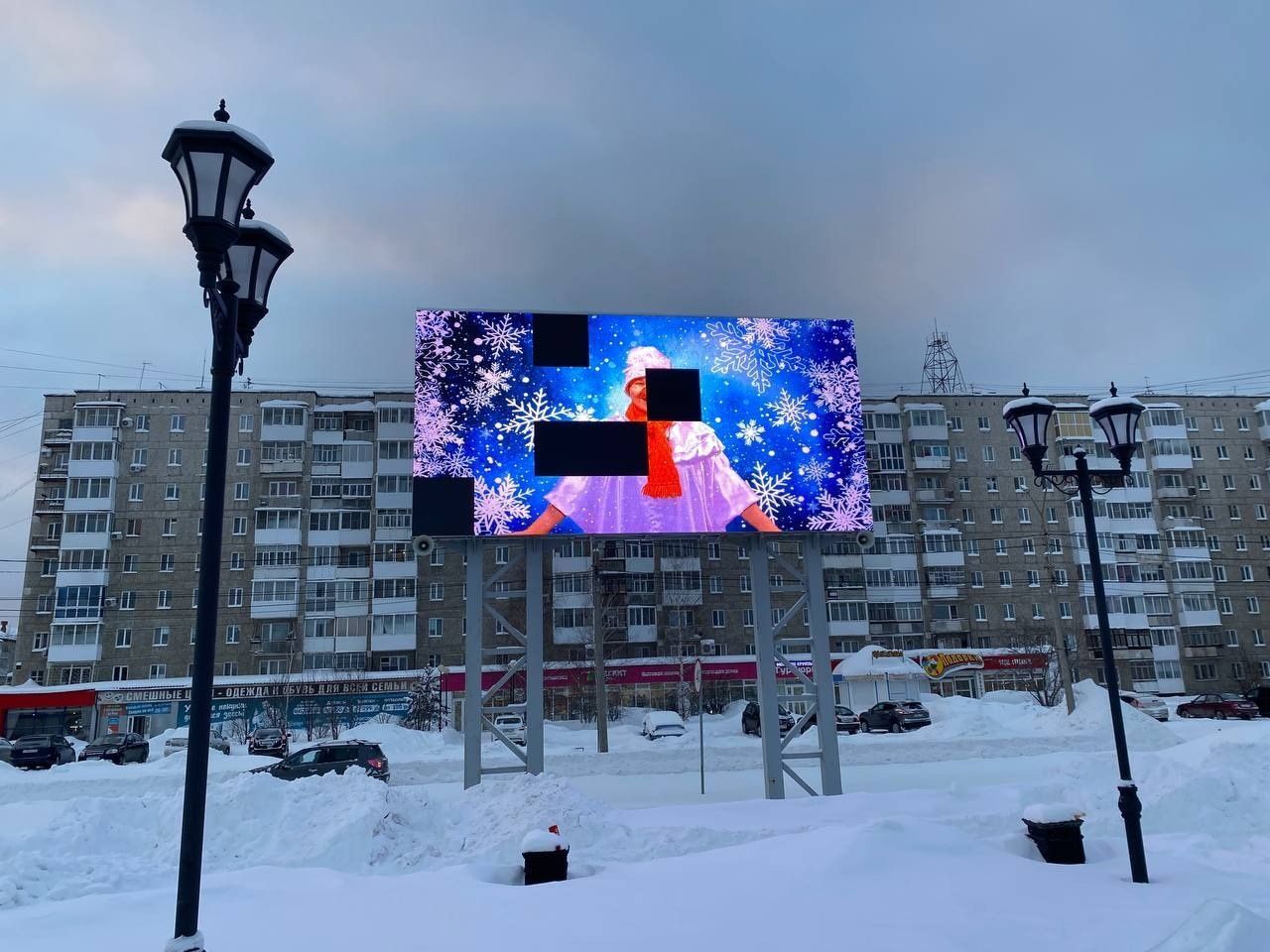 Экран на Преображенской площади Серова перестал работать из-за морозов