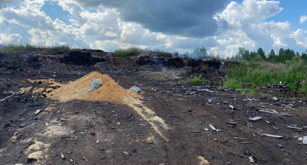 На месте сгоревшего опила уже лежат кучи свежих отходов. Фото: Анна Куприянова, "Глобус"