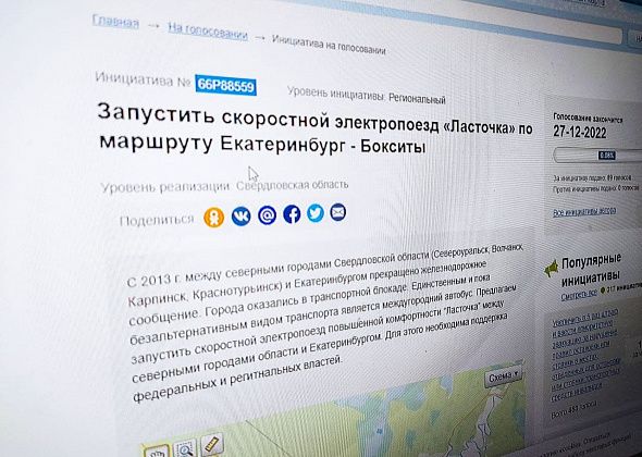 На сайте "Российская общественная инициатива" опубликована петиция о запуске "Ласточки" по маршруту Екатеринбург-Бокситы
