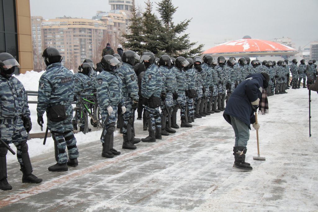 Визуально, на акции 31 января полицейских было больше, чем 23 января. Фото: Константин Бобылев, "Глобус"
