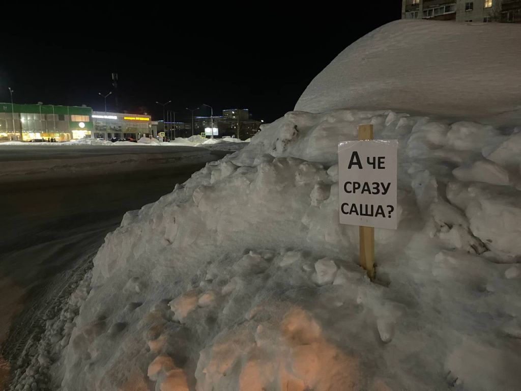 В плакате упоминается некий Саша. Фото: Анна Куприянова, "Глобус"