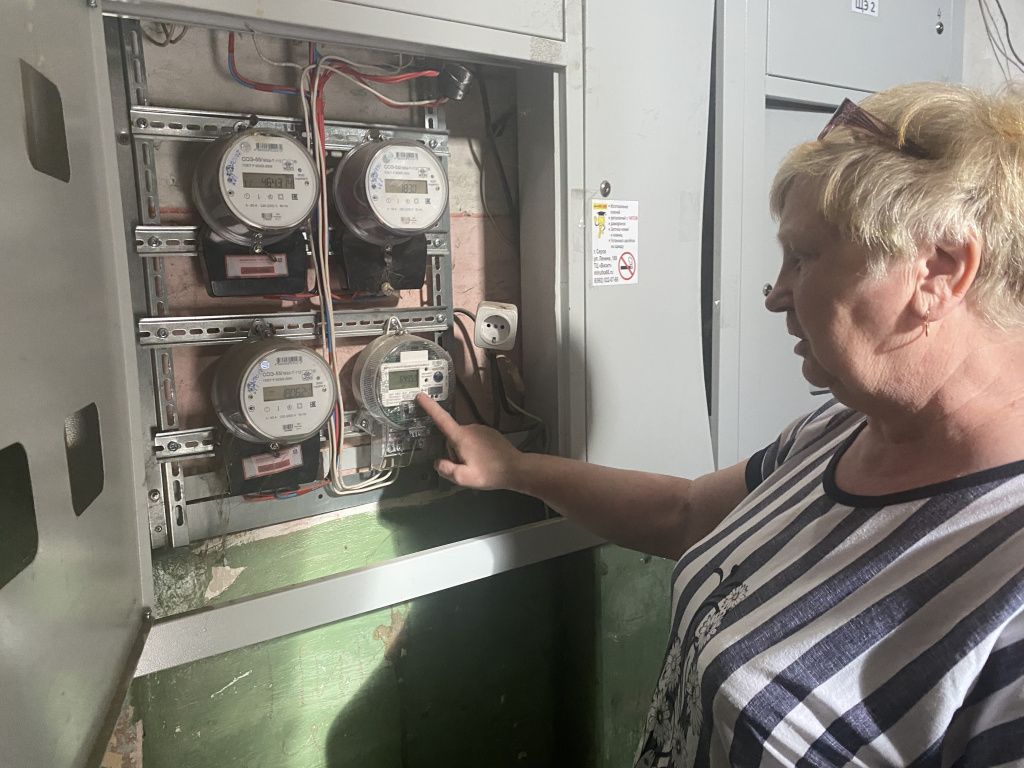 Счетчики находятся в коридоре. Каждый месяц Елена Новоселова снимает показания. Фото: Анна Куприянова, "Глобус"