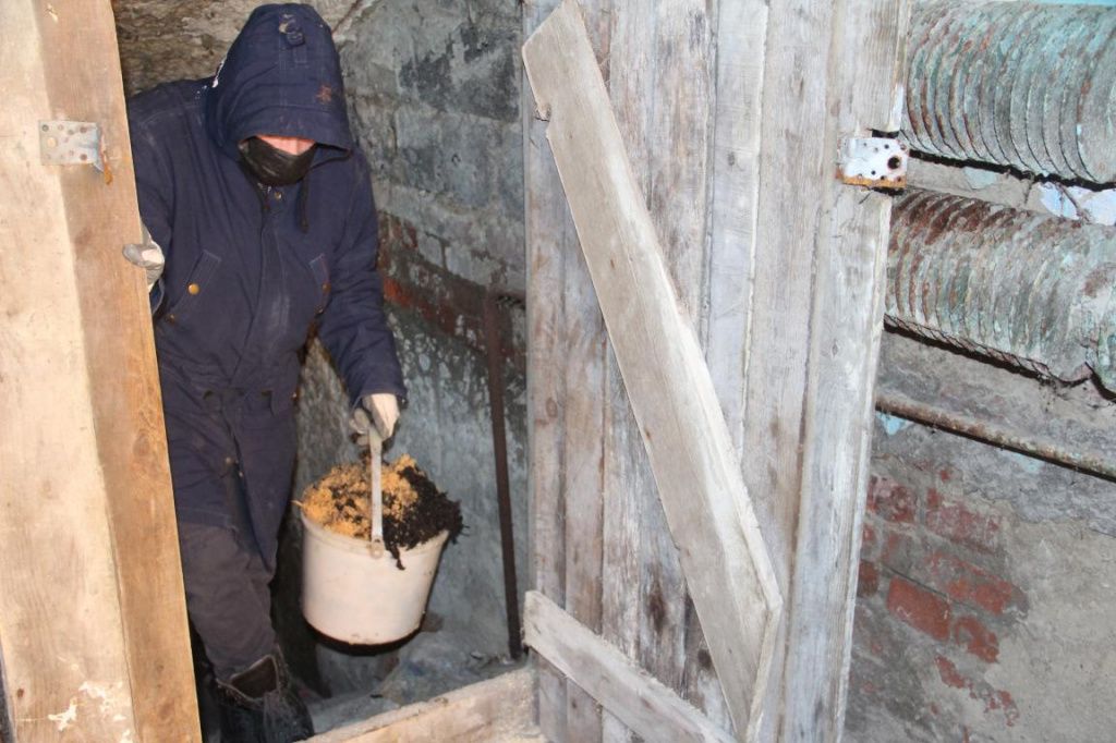 Уборка опила из подвала началась 2 декабря. Фото: Анна Куприянова, "Глобус"