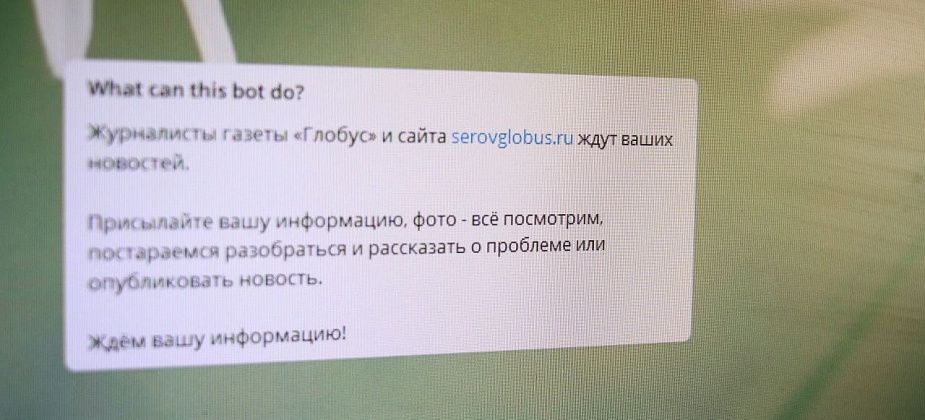 У газеты «Глобус» заработал Telegram-бот. Сообщайте журналистам об интересном