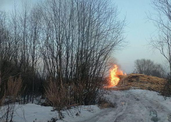 В районе Лесозавода вновь горит свалка горбыля