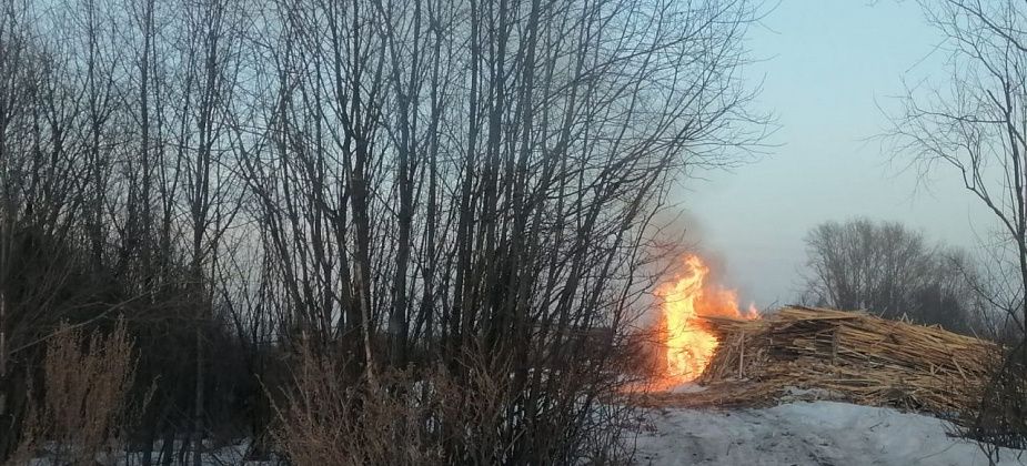 В районе Лесозавода вновь горит свалка горбыля
