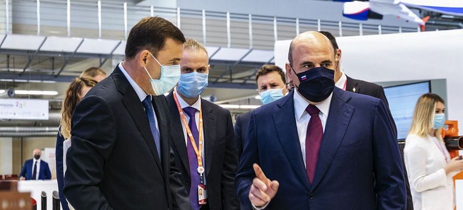 Евгений Куйвашев презентовал Михаилу Мишустину потенциал Свердловской области и проект кампуса УрФУ на ИННОПРОМ-2021 