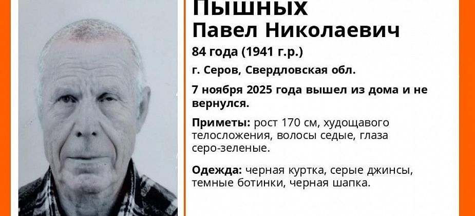 В Серове ищут пропавшего без вести 84-летнего Павла Пышных