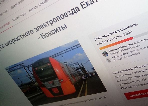 Петиция за запуск скоростного электропоезда Екатеринбург - Бокситы набрала больше 1500 подписей